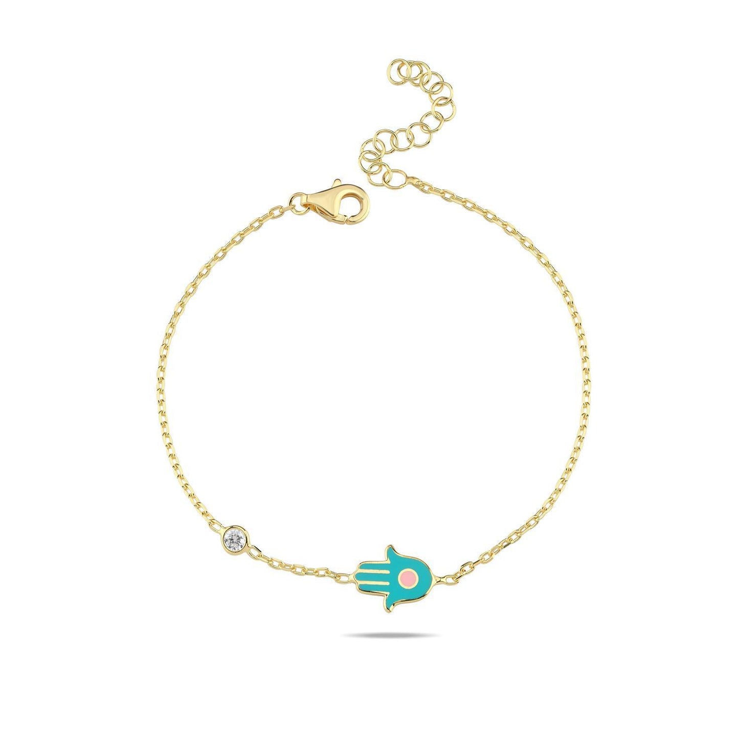 Yellow Gold Plated Hamsa Hand Bracelet: Your Personal Touch of Blessings & Color