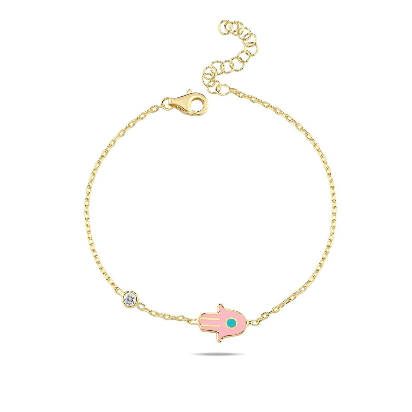 Yellow Gold Plated Hamsa Hand Bracelet: Your Personal Touch of Blessings & Color