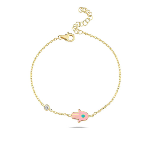 Yellow Gold Plated Hamsa Hand Bracelet: Your Personal Touch of Blessings & Color