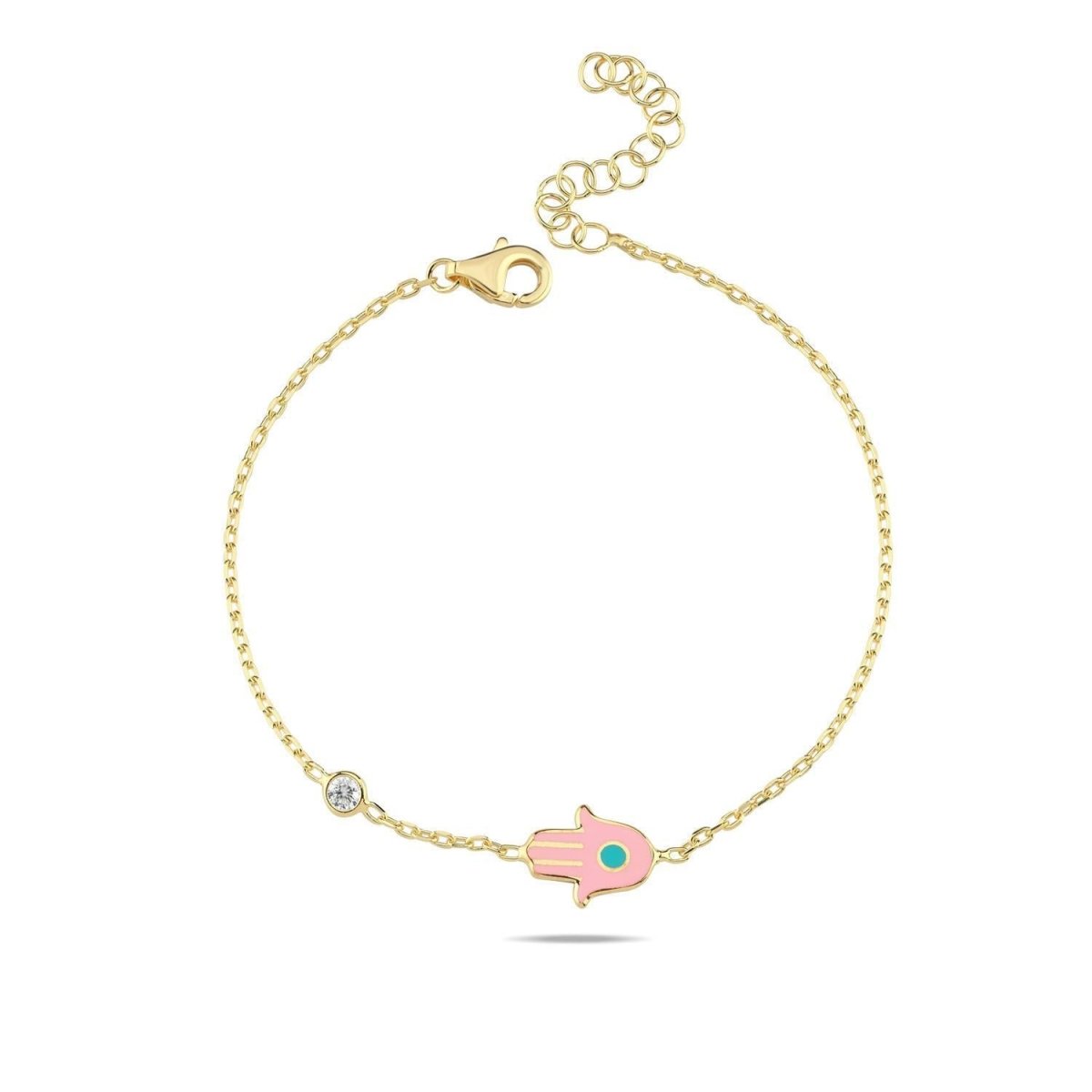 Yellow Gold Plated Hamsa Hand Bracelet: Your Personal Touch of Blessings & Color