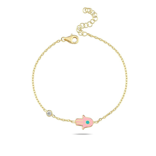 Yellow Gold Plated Hamsa Hand Bracelet: Your Personal Touch of Blessings & Color