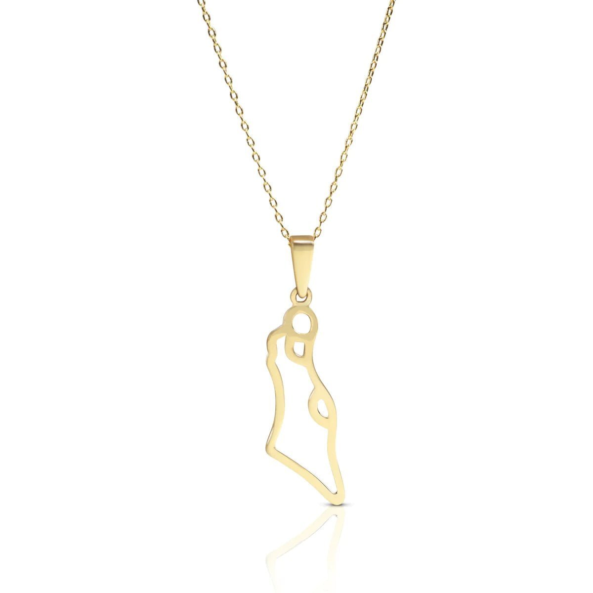 Zahav Israel Map Necklace in Solid 14k Gold