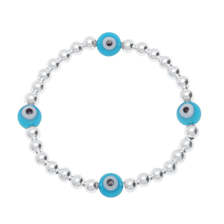 Evil Eye 5mm Silver or Gold Bead Bracelet Perfect for Stacking