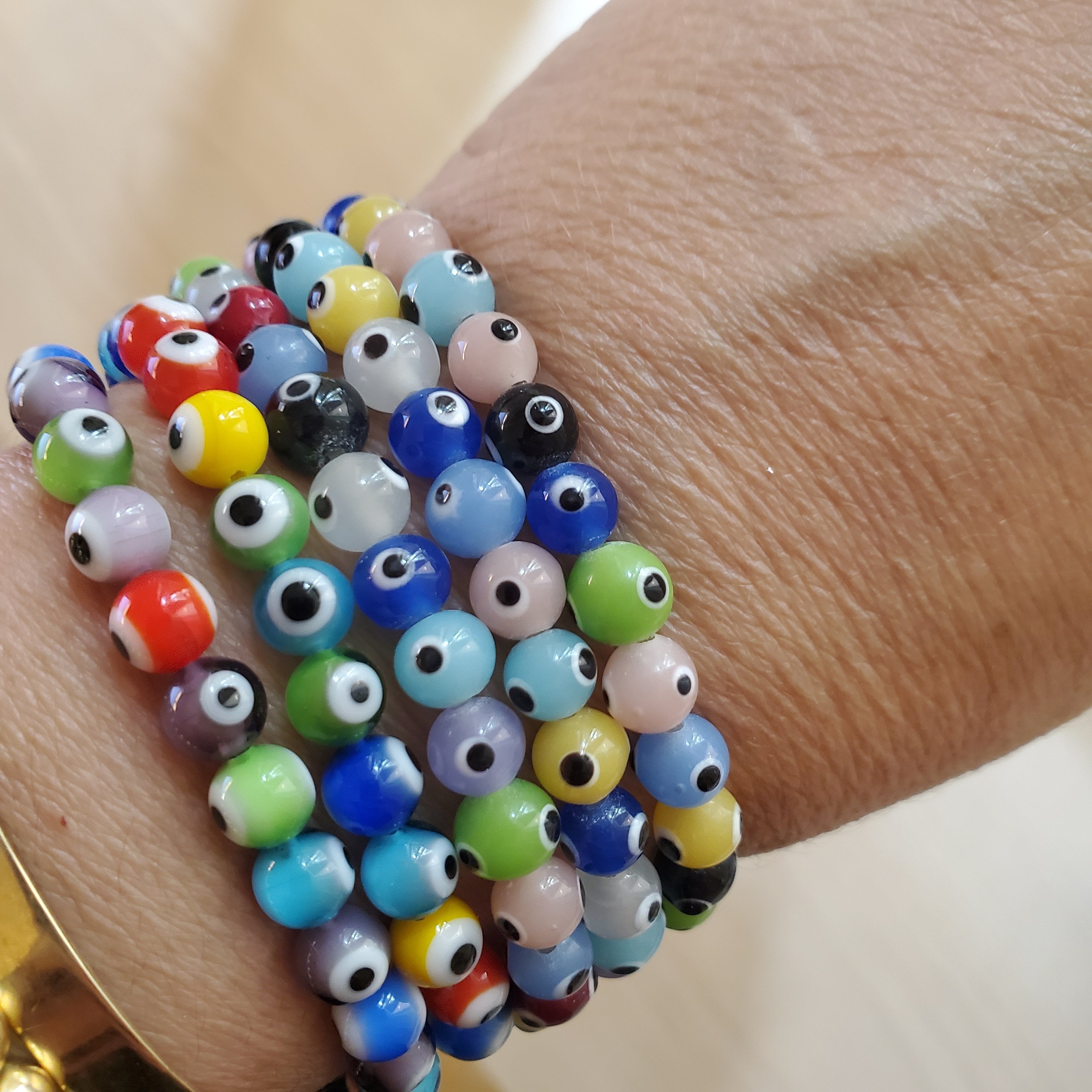 colorful glass evil eye bracelet