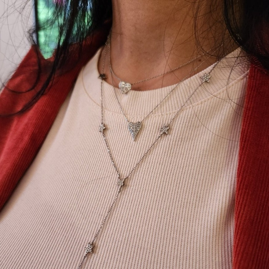 Diamond Elongated Heart Necklace