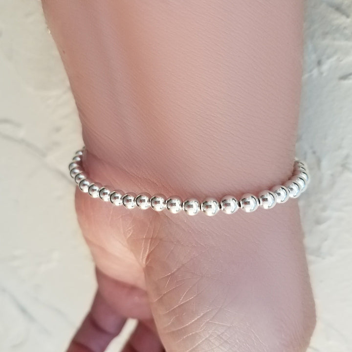 Silver Beaded Bracelet 4mm - Alef Bet Jewelry by Paula