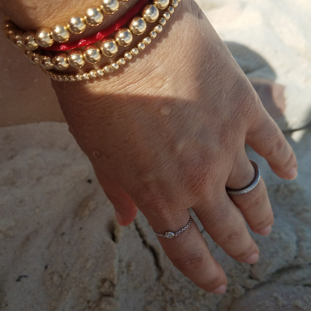 Beaded 3mm Bracelet in Rose Gold - Alef Bet Jewelry by Paula