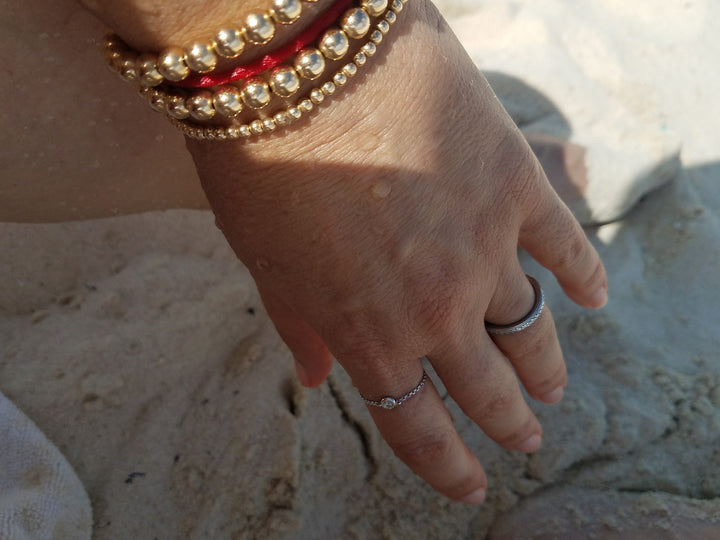 Yellow Gold 3mm Beaded Bracelet - Alef Bet Jewelry by Paula