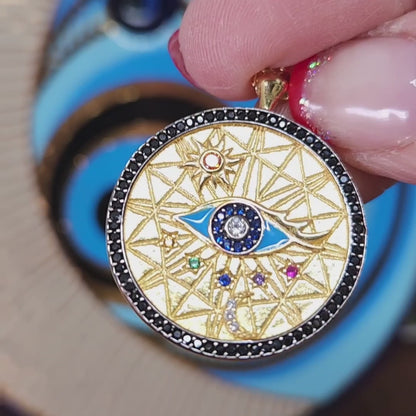 Universe & All-Seeing Evil Eye Pendant - Protection & Destiny | Alef Bet