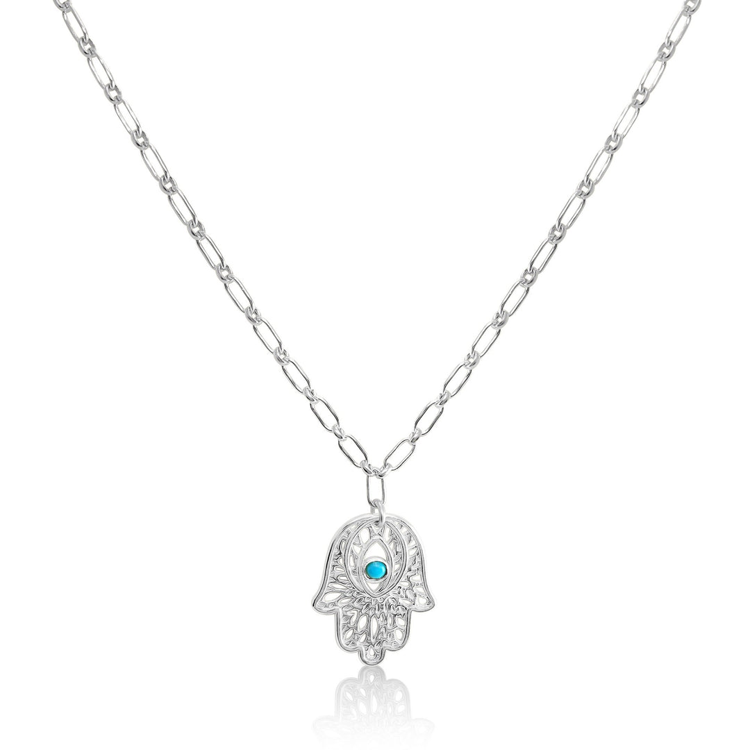 silver hamsa charm necklace