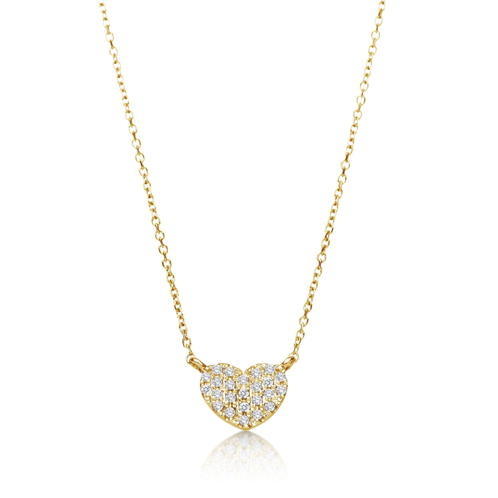 Diamond Pave Heart Necklace in 14k Gold