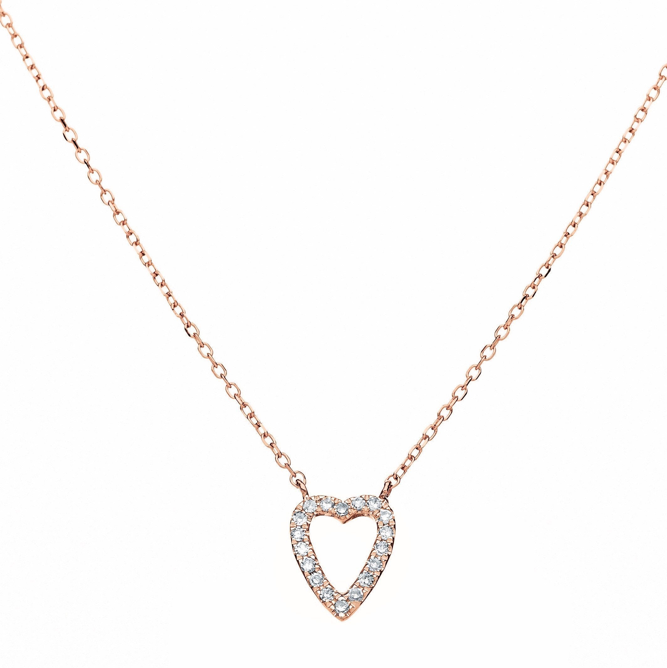 diamond rose gold heart necklace