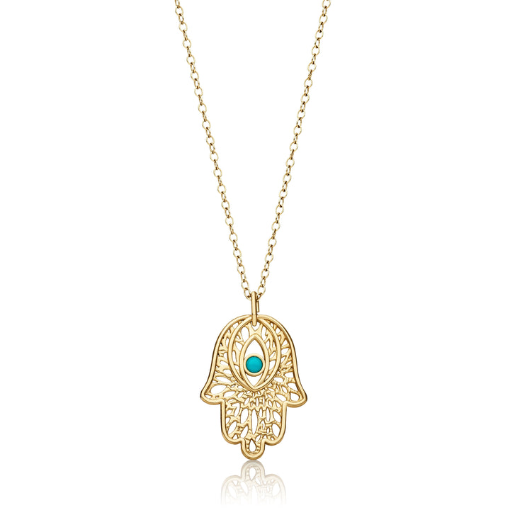 hamsa necklace in gold 