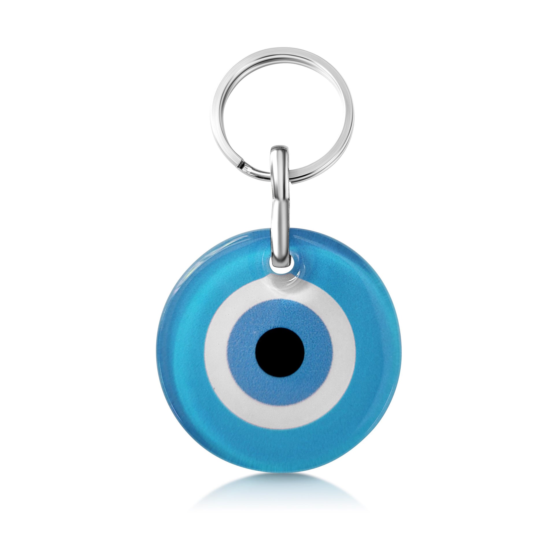 light blue keyring with evil eye