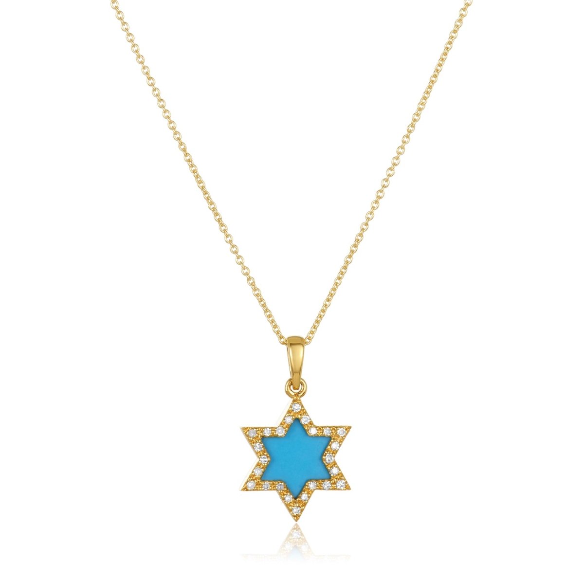 Gemstone Star of David and Diamond Necklace in 14k Gold