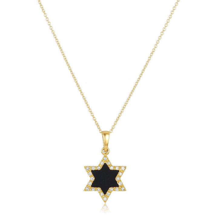 Gemstone Star of David and Diamond Necklace in 14k Gold