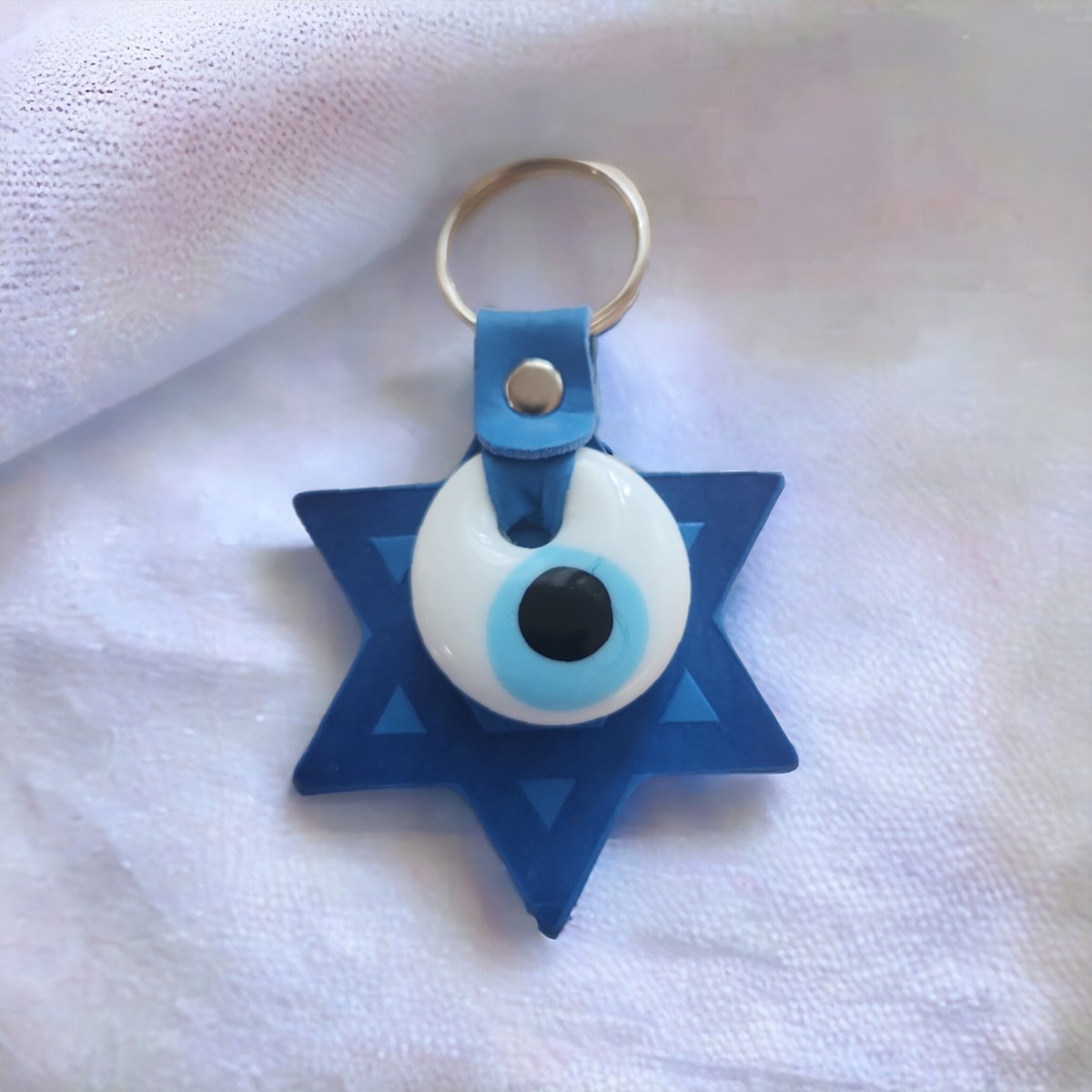 Jewish Star and White Evil Keychain