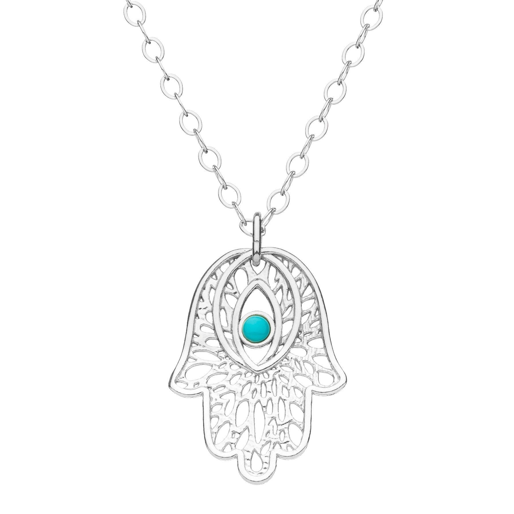 silver hamsa necklace