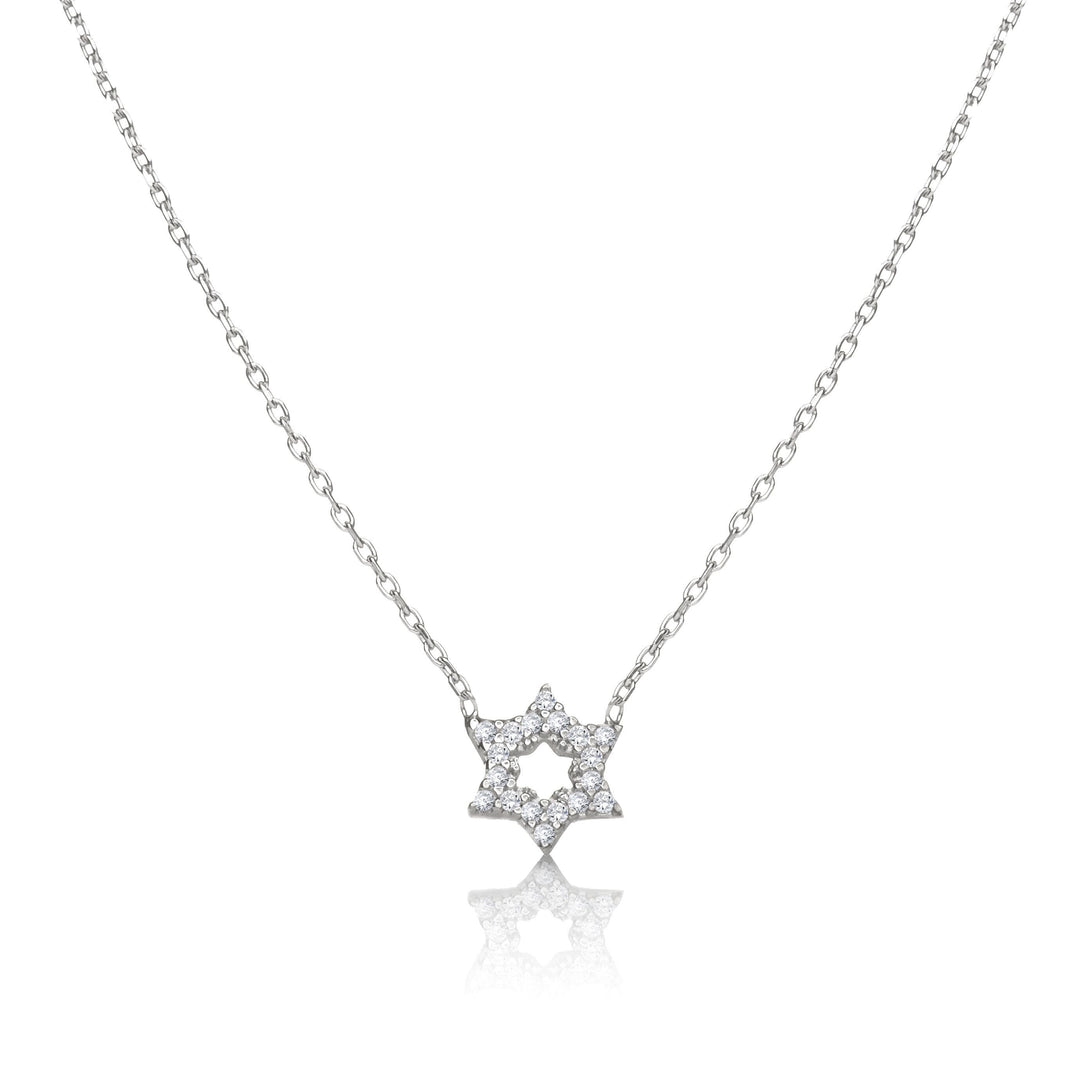 silver star of david jewish necklace