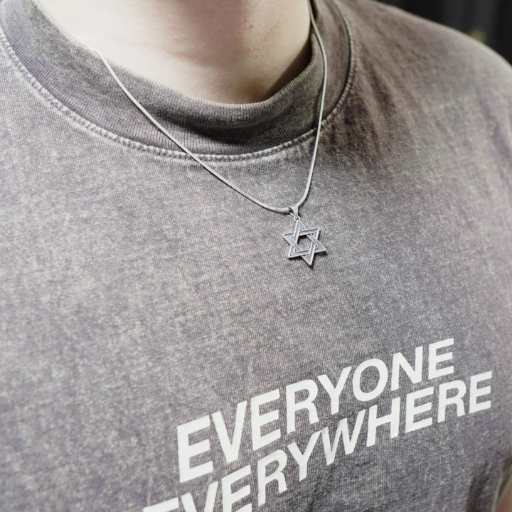 Star of David Necklace for Men | Oxidized Silver Pendant