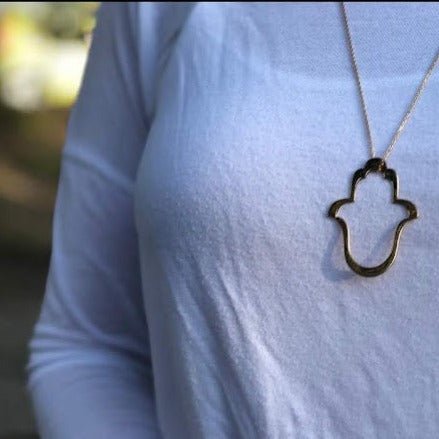 Outline Hamsa Long and Luxurious Necklace
