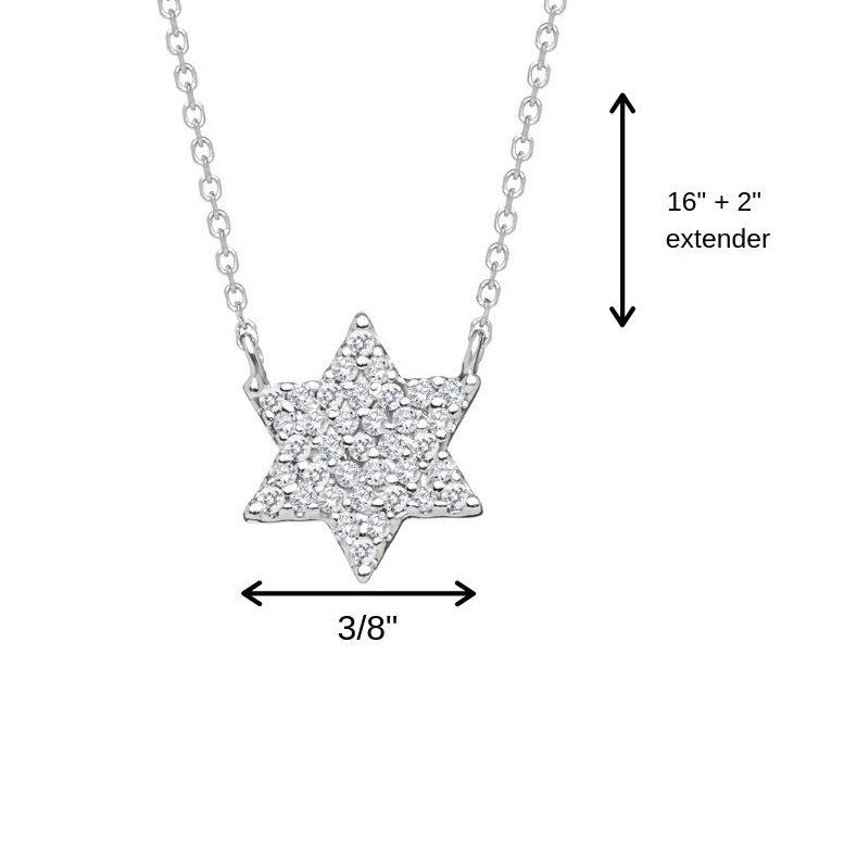 Sparkling Jewish Star Necklace - Alef Bet Jewelry by Paula