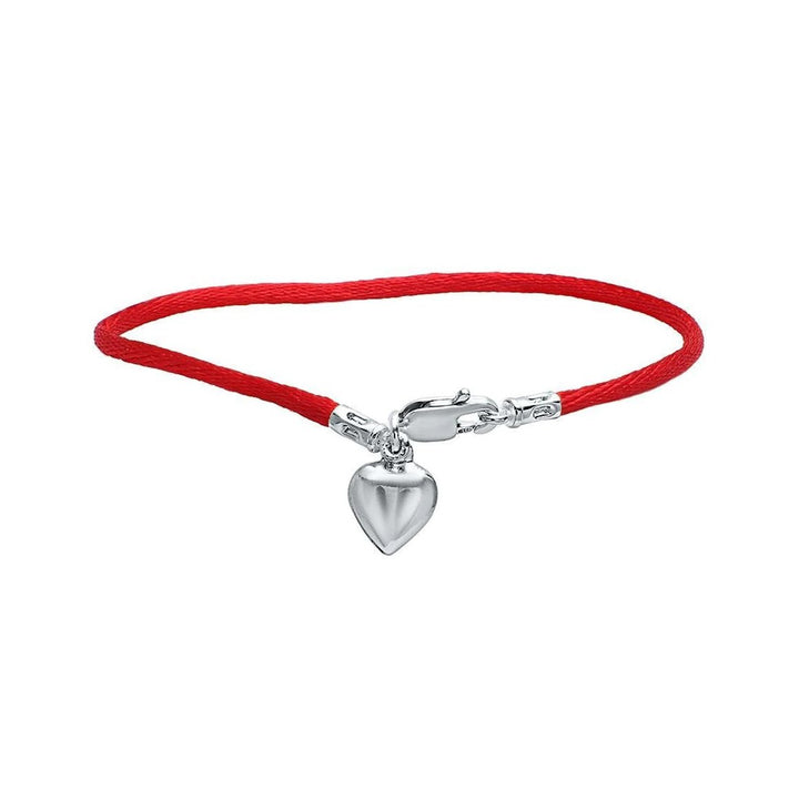 Puff Heart Charm on Protection Red Cord Bracelet