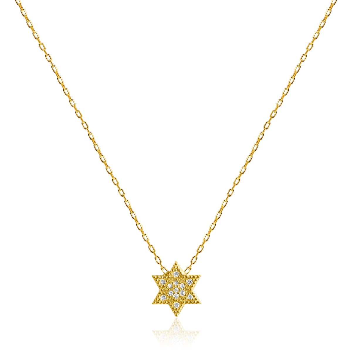 Pave Diamond-Like Jewish Star Necklace