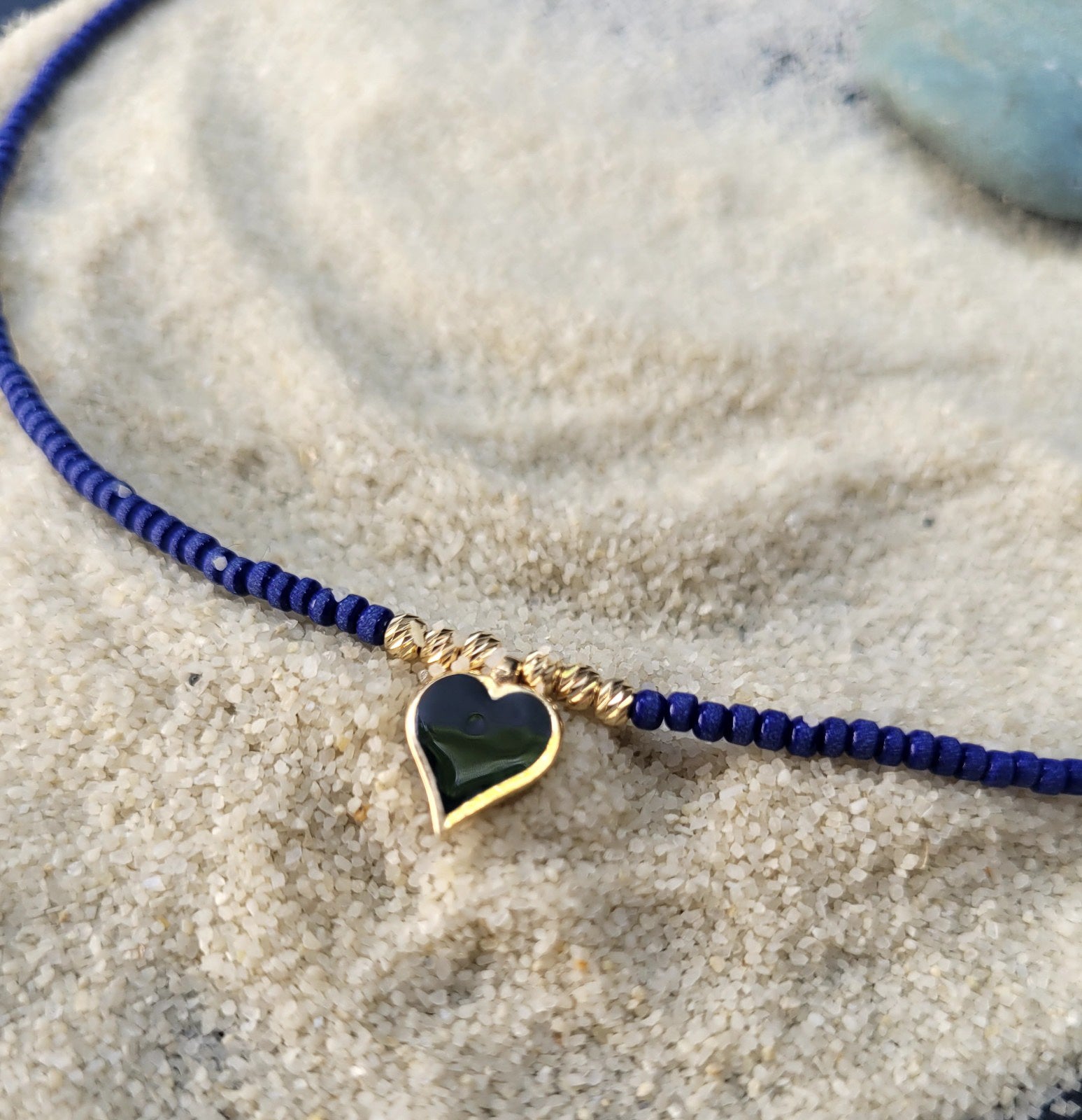 navy blue heart necklace