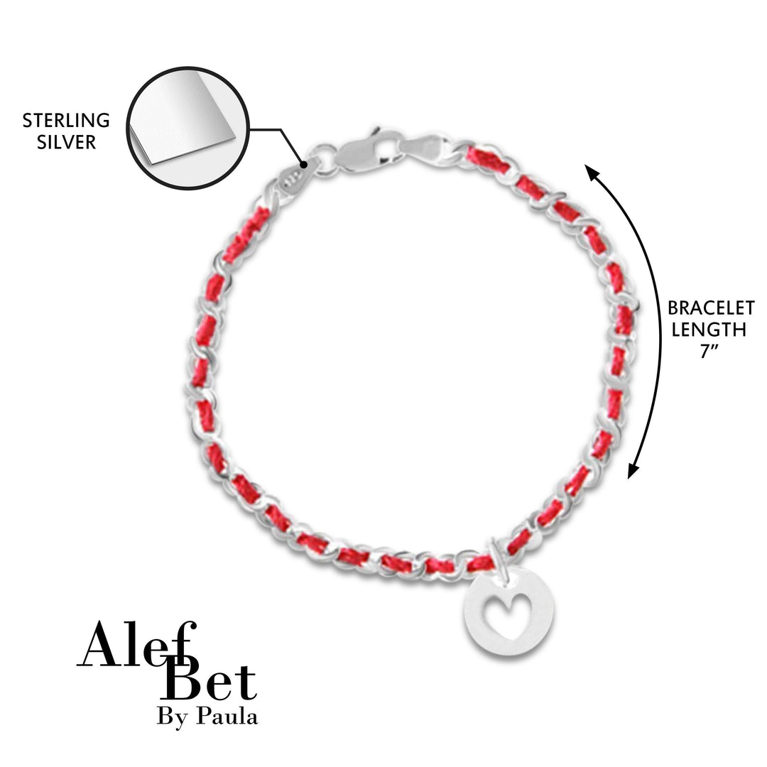 Heart Red String of Fate Bracelet in Sterling Silver