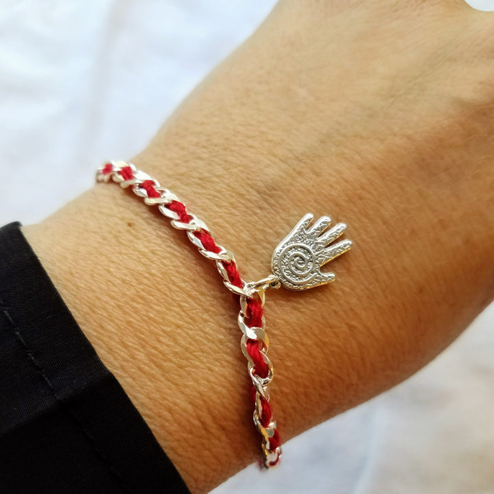 Red String Protective Bendel Bracelet with Hamsa - Alef Bet Jewelry by Paula