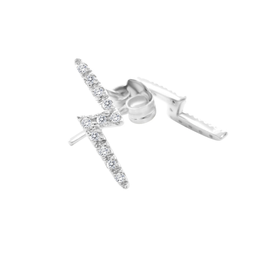 Lightning Bolt Diamond Earrings - Alef Bet Jewelry by Paula