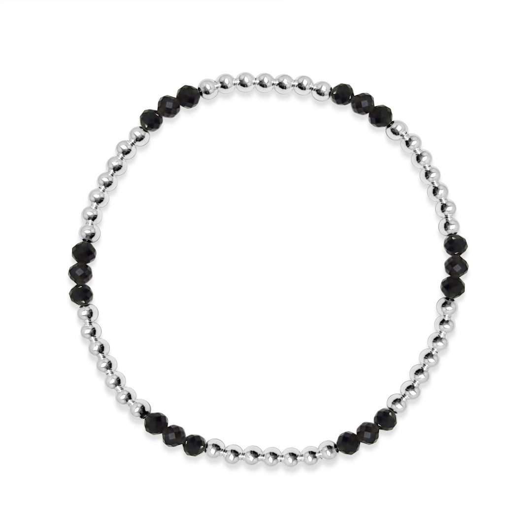 silver and black bead bracelet