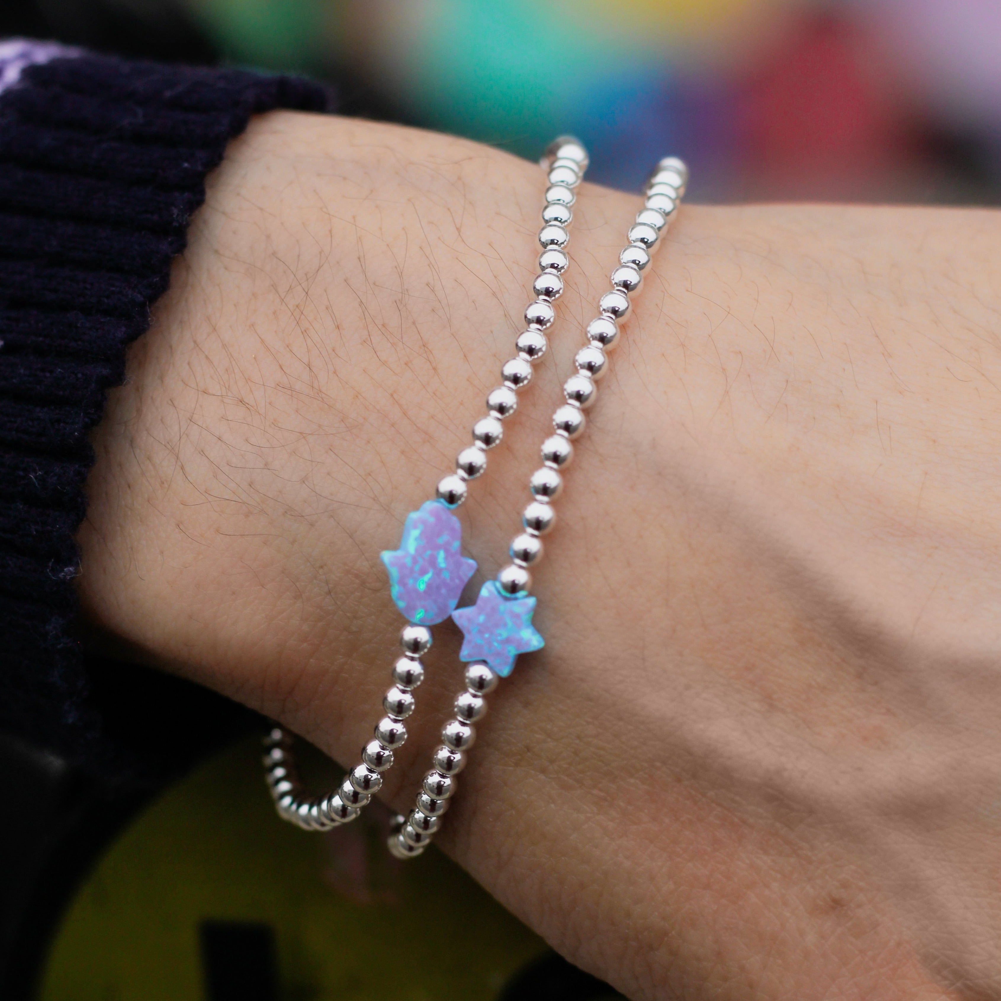 blue israel hamsa bracelet