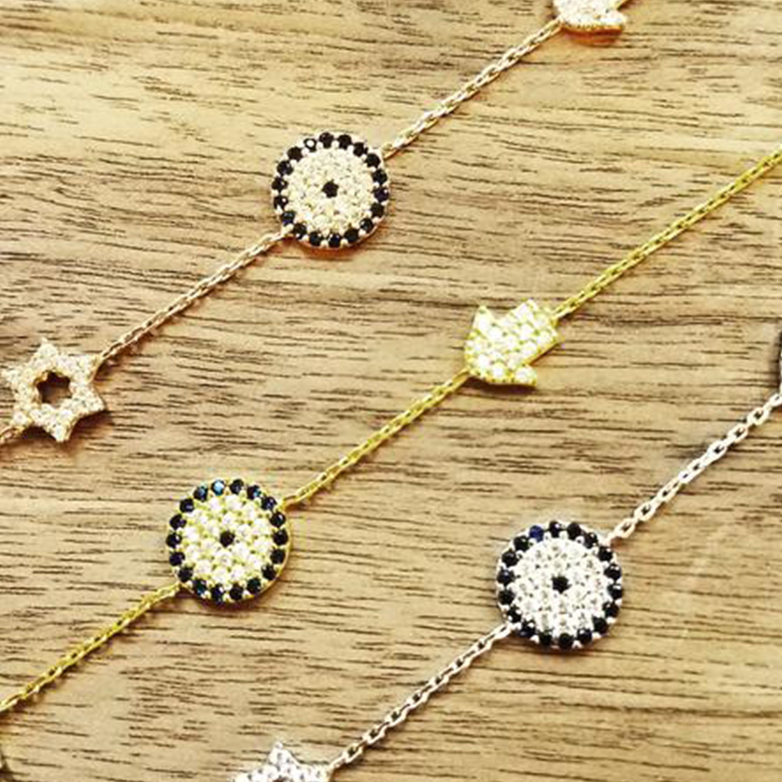 Star, Hamsa and Eye Bracelet - Alef Bet Jewelry by Paula