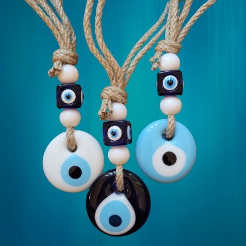 hues of blue evil eye charms small size