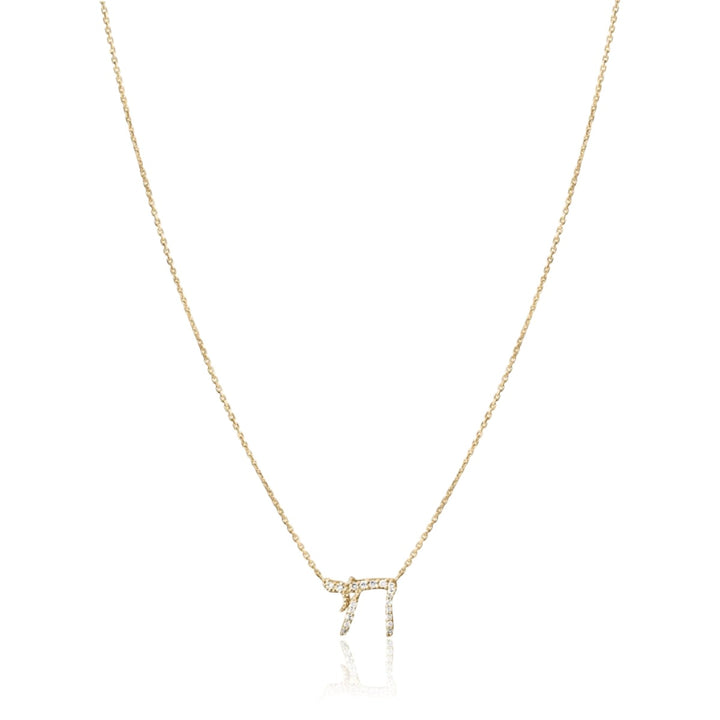 Chai Hebrew Necklace in 14k Gold + Sparkling Diamonds for Women