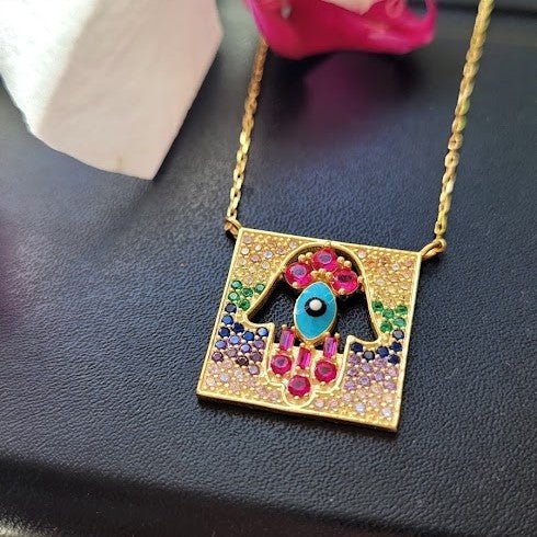 colorful hamsa pendant