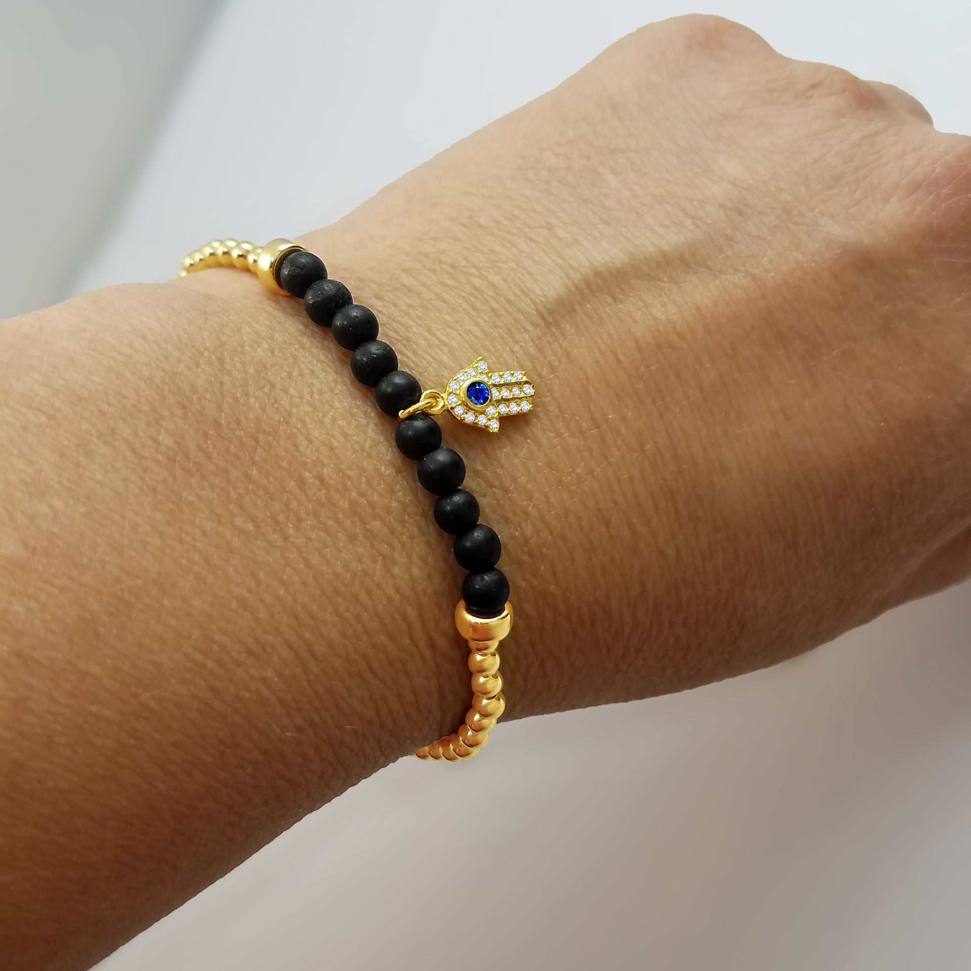 Hamsa Beaded Bracelet - Alef Bet Jewelry by Paula