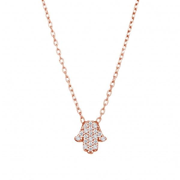 Tiny Hamsa CZ Necklace - Alef Bet Jewelry by Paula