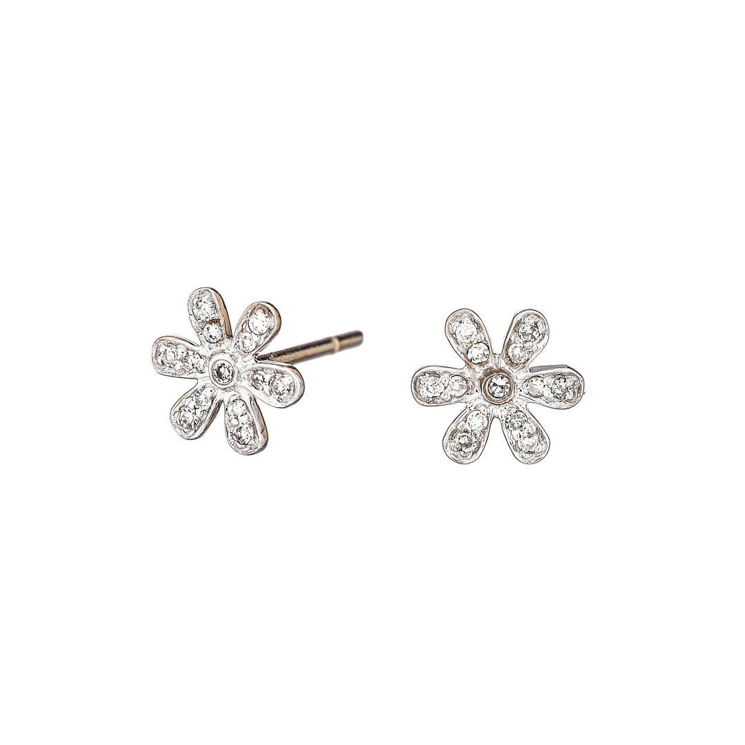 Diamond Daisy Earrings - Alef Bet Jewelry by Paula