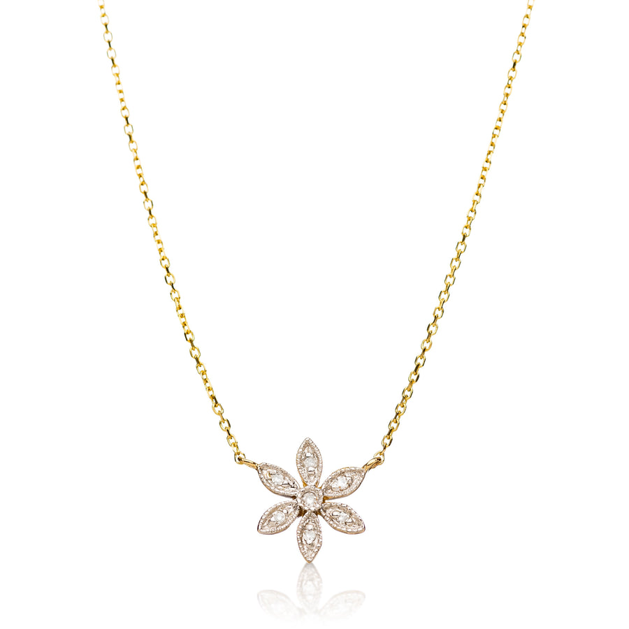 floral necklace in gold