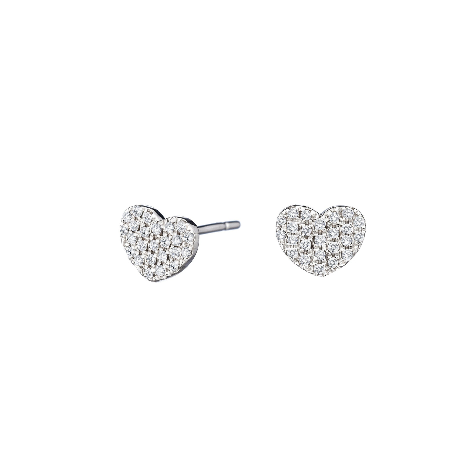 diamond heart stud earring 14k gold