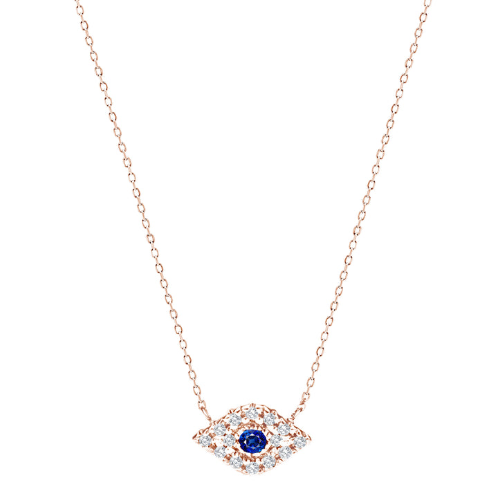 Dainty Diamond Eye Necklace in 14k Gold - Alef Bet Jewelry by Paula