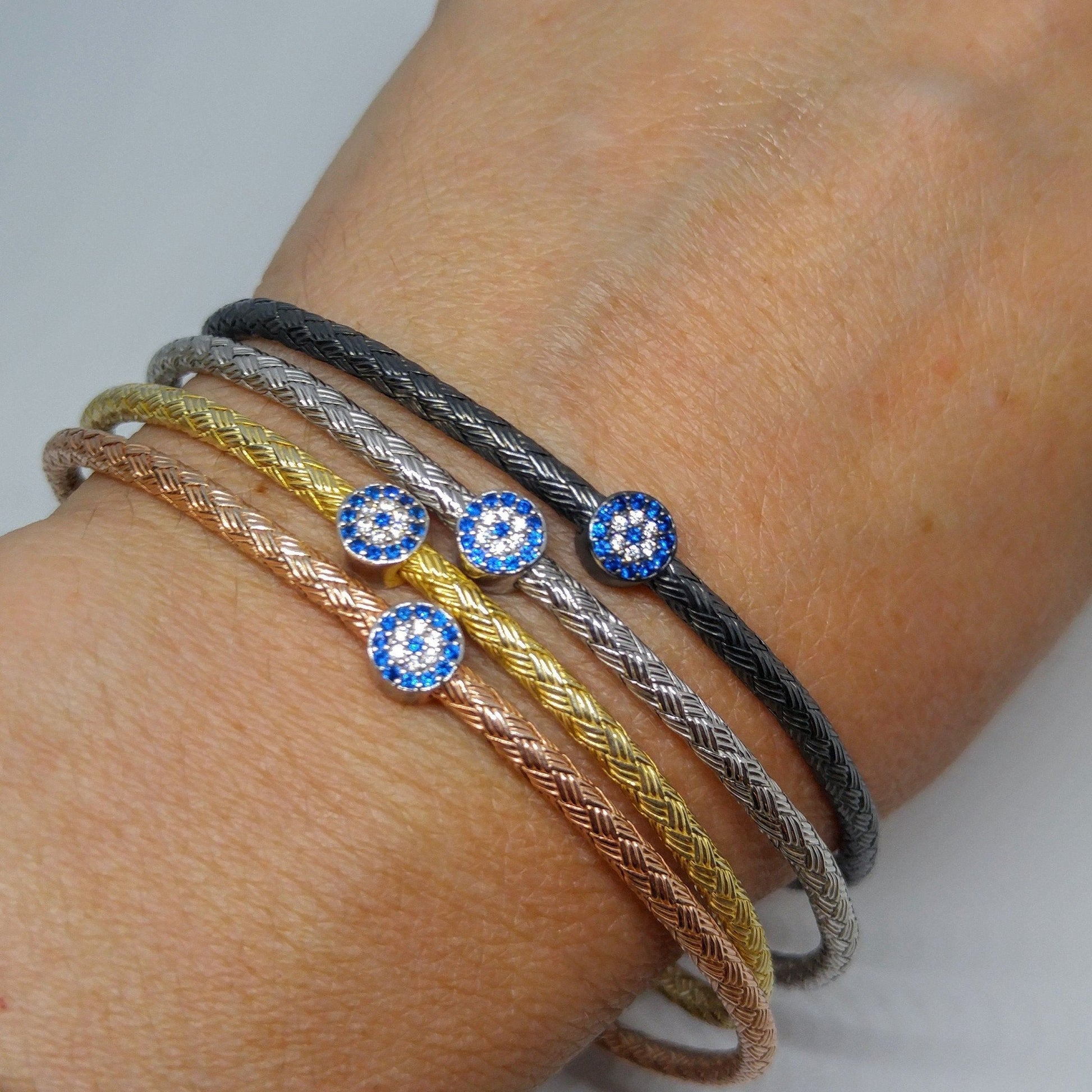 Evil Eye Bangle Bracelet for Women in 4 Colors