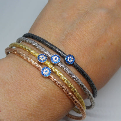 Evil Eye Bangle Bracelet for Women in 4 Colors