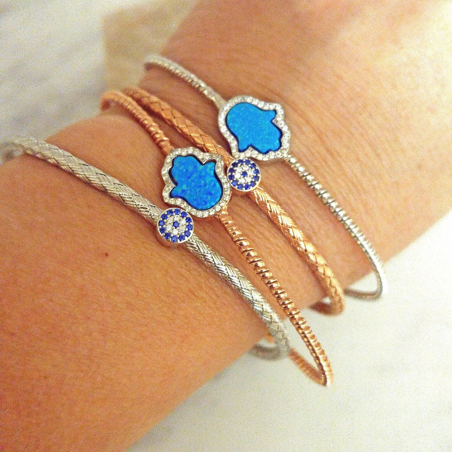 Evil Eye Bangle Bracelet for Women in 4 Colors