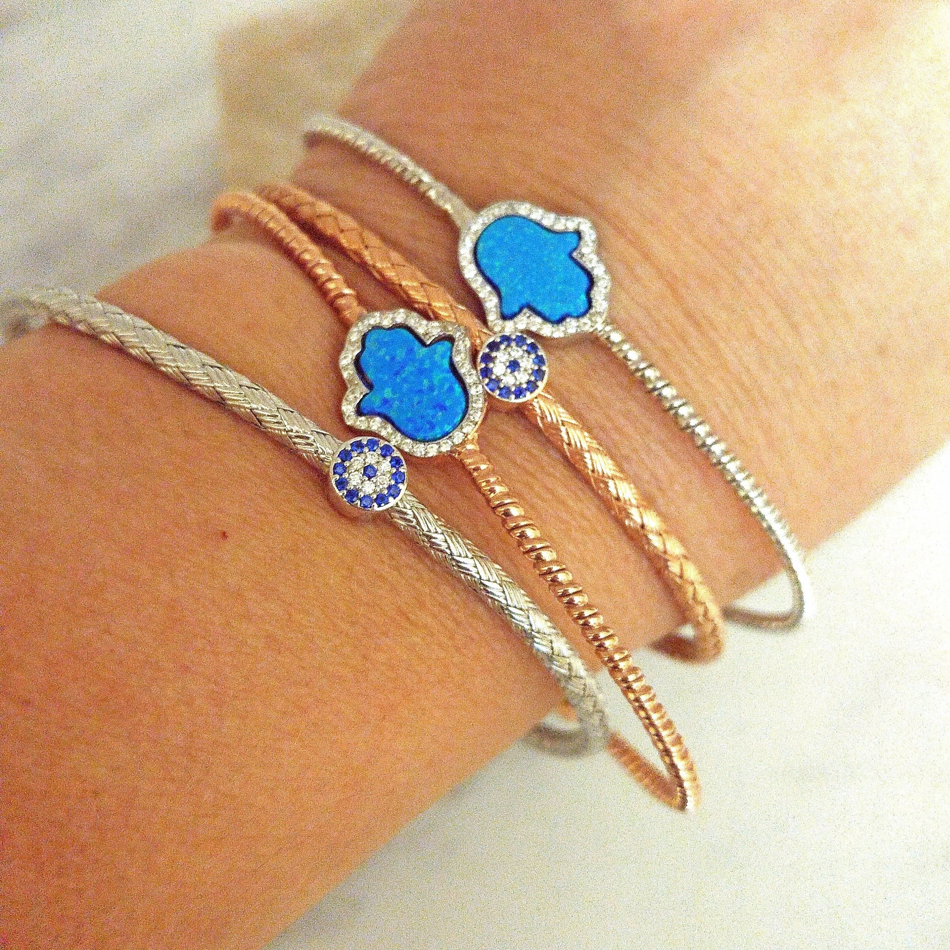 Evil Eye Bangle Bracelet for Women in 4 Colors