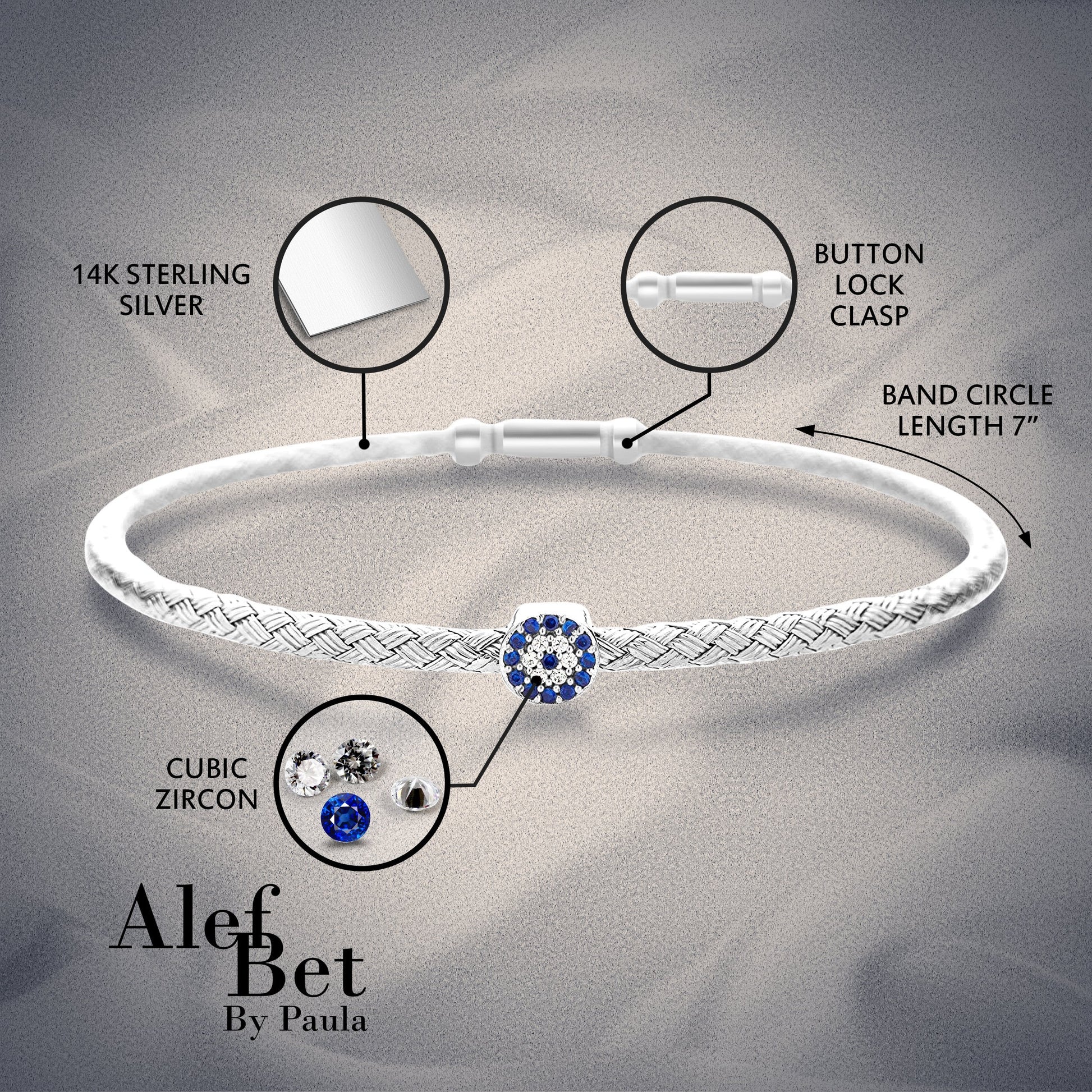 Evil Eye Bangle Bracelet for Women in 4 Colors