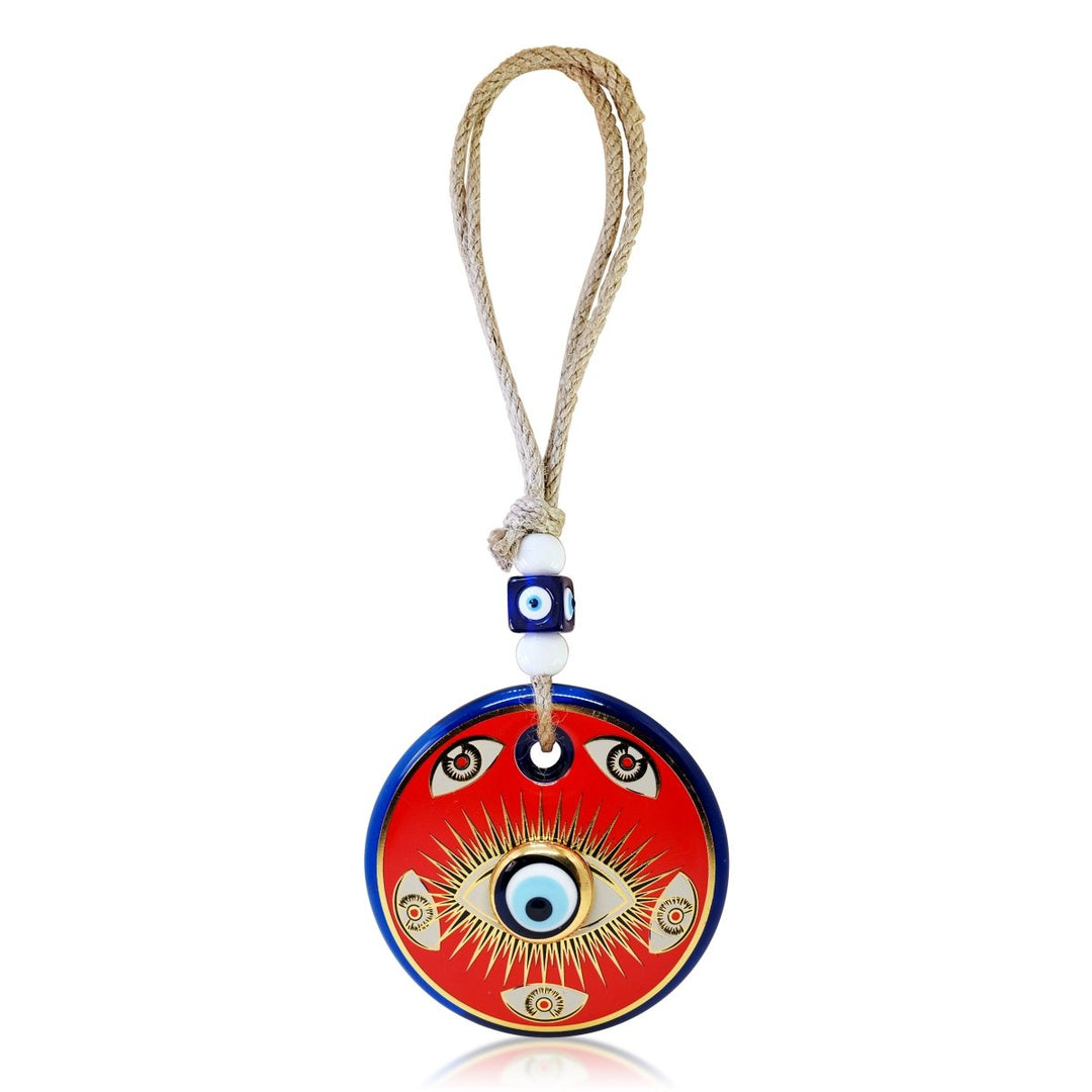 Red Hues Evil Eye Home Wall Decor Hand Painted